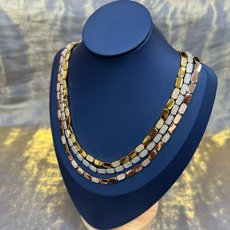 Luxury diamond elegant geometry choker necklace for women earrings ring bracelet crystal link chain chokers necklaces jewelry 18k rose gold silver