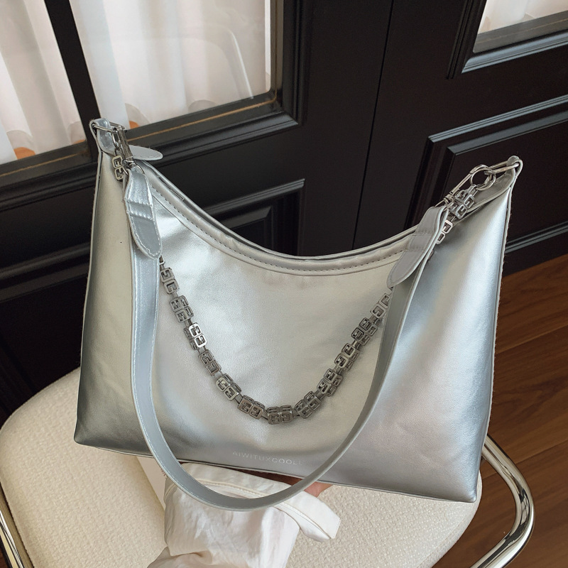 Commuter Large Capacity Women's Solid Color Pendant New Loose Feel Crossbody Underarm Single Shoulder Tote Bag for Women