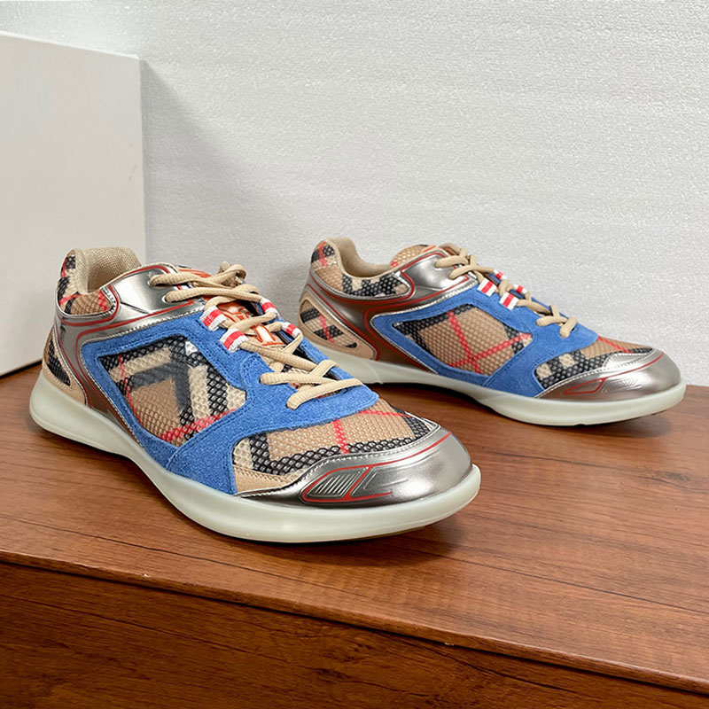 Men new plaid Matrix Vitality Sneakers designer Check Matrix Sport Sneakers apricot suede calf leather plaid breathable upper rubber soft sole men c