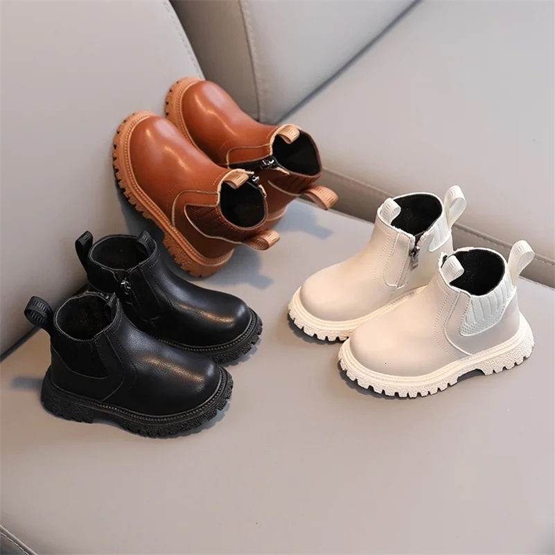 Kids Short Boots Fashion Boys Shoes Autumn Winter Leather Children Boots NonSlip Toddler Girls Boot Toddler Snow Shoes250825ww