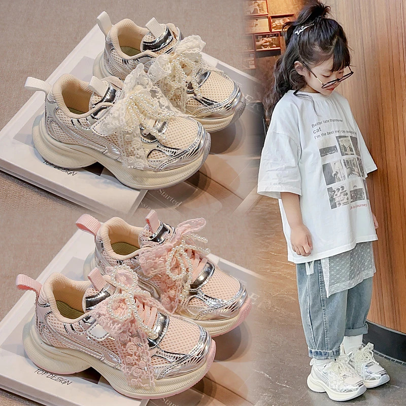 Girls Sports Shoes Spring Autumn Pink Breathable Girls Casual Shoes 318 Years Old Beige Soft Nonslip Childrens Single Shoes250825