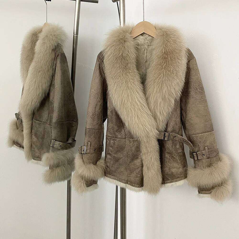 Women's Trench Coats OFTBUY Winter Jacket Women Raccoon Fox Collar Rabbit Liner Thick Warm Outerwear Streetwear 2025 New Real Fur Coat