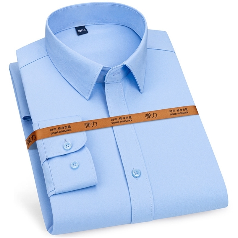 mens dress shirt long sleeve thin free ironing business casual slimfit fashion breathable high quality solid color250825