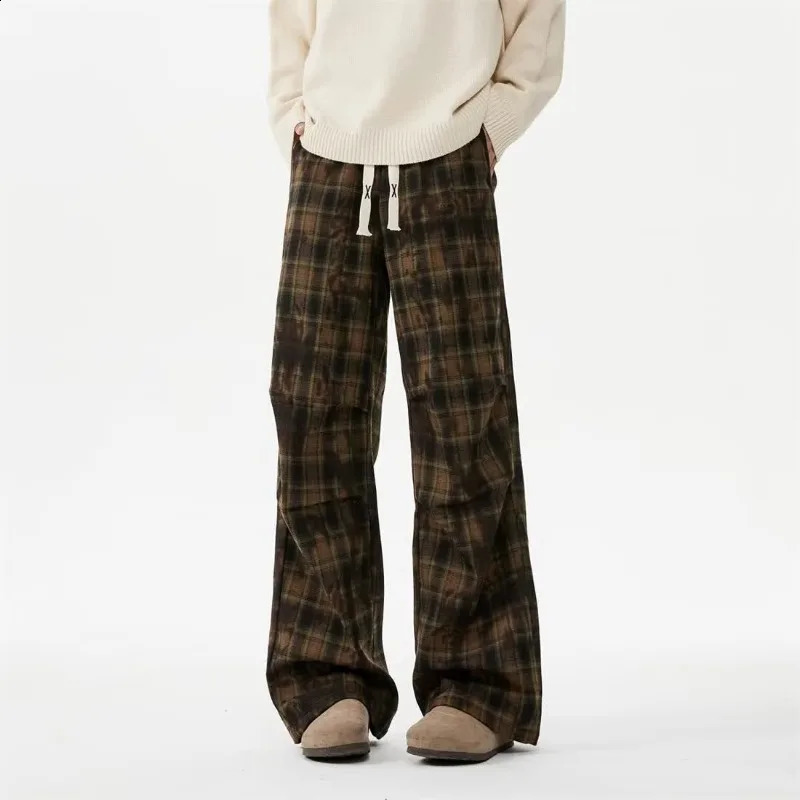 Plaid Mens Sweatpants Trousers Deals Essential Elegant Y2k in Fashion Harajuku Casual Trend Cool Male Sports Pants Wide Leg 250826
