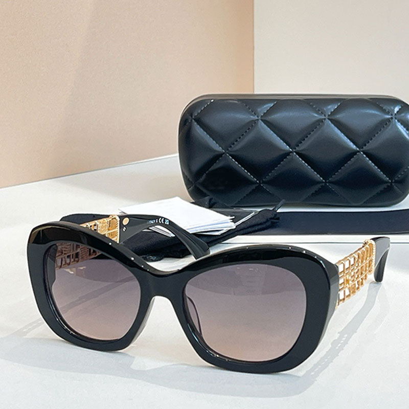 New womens rectangular sunglasses UV 100% protection women glasses hollow metal frame black acetate border sunglasses Fashionable men large frame ey