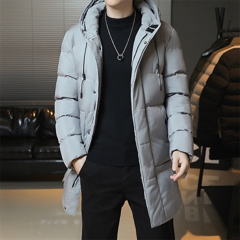Winter Fashion Youth Middle And Long Clothes MenS Korean Version Bread Down Cotton Thickened Warm Coat Boy250825ww