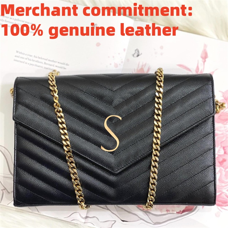 Womens Classic flap Metal chain envelope bag Luxury Designer bag Top quality crossbody bag genuine leather Shoulder bags fashion Clutch Evening Bag