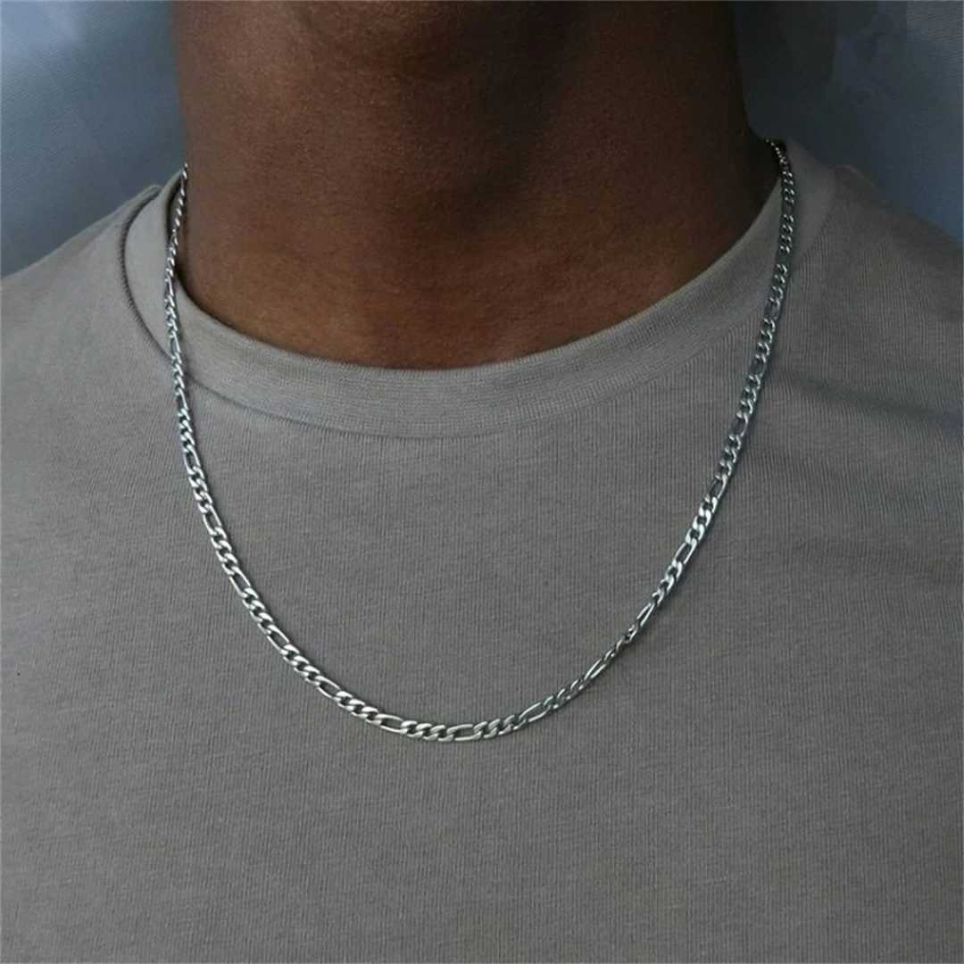 Fashion New Figaro Chain Necklace Mens Punk Silver Color Stainless Steel Long Necklace Mens Hip Hop Jewelry GiftXJ250826