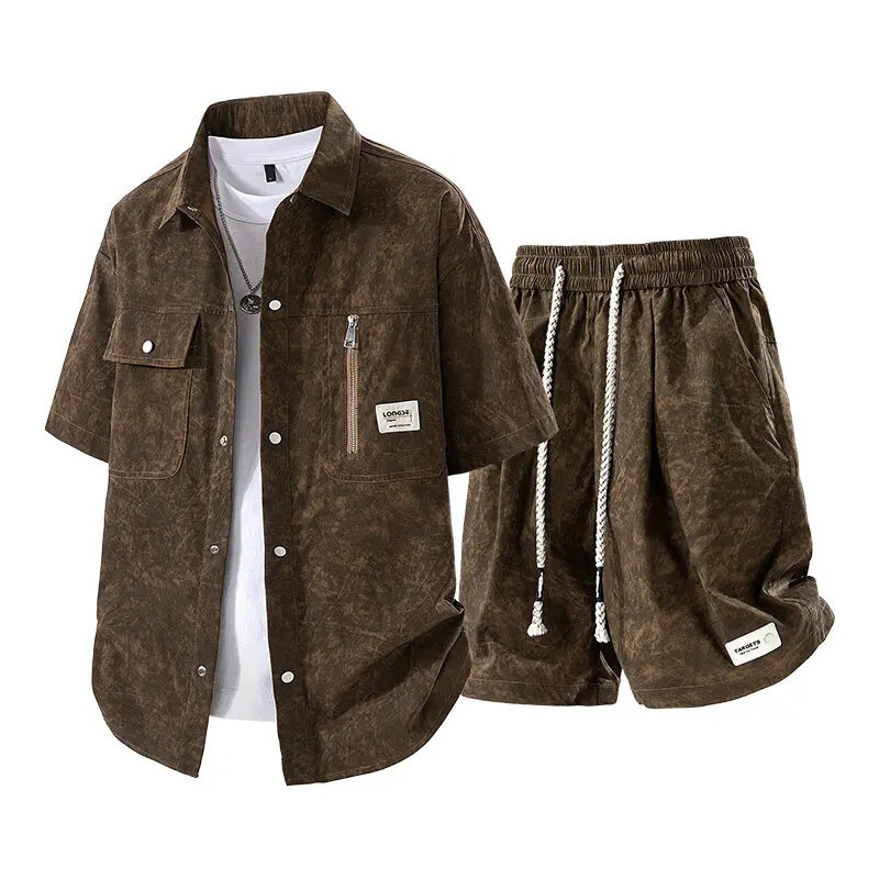 Mens Summer Casual Versatile Fashionable Cool ShortSleeved Shirt And Shorts Set Trendy Business Casual Outfit250826