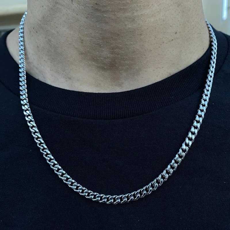 Fashion New 3MM Cuban Chain Necklace For Men Stainless Steel Gold Color Long Necklace For Women Jewelry Gift Collar MenXJ250826