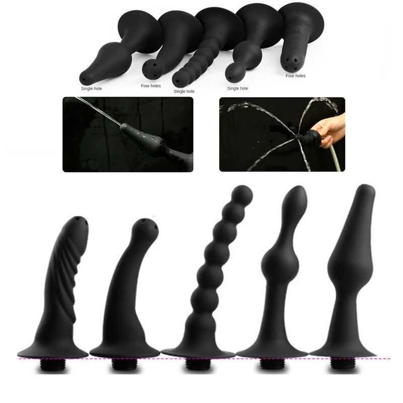 Anal Toys Enema Douche Cleaner Bdsm Shower Head for Male Female Fetish Deep Gay Soft Silicone Enemator Connectable Butt Plug 250825