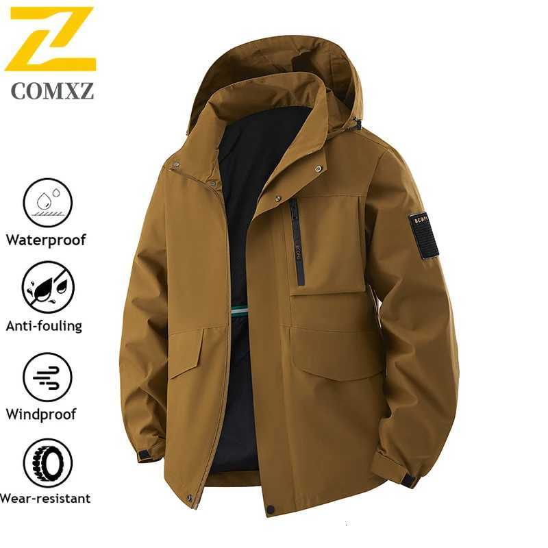 2025 New Brand Outdoor Jacket Mens 8xl Casual Zipper Pocket Work Jacket Travel Ski Waterproof Windproof Windbreaker Hooded CoatXJ250826