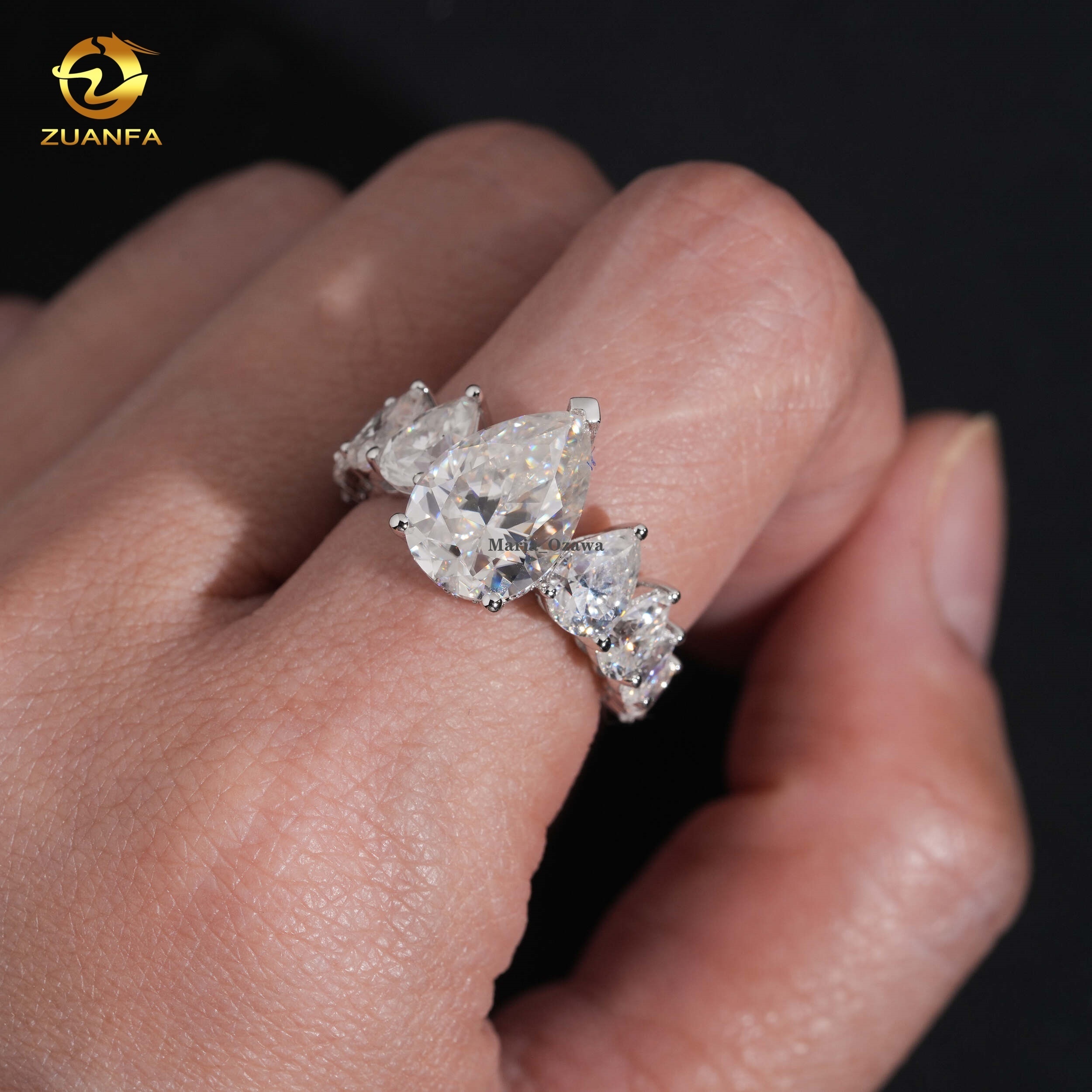 9*13mm Pear Cut Big Moissanite Stone Wedding Ring 925 Sterling Silver VVS Moissanite Rings Jewelry Diamond Engagement Ring Women