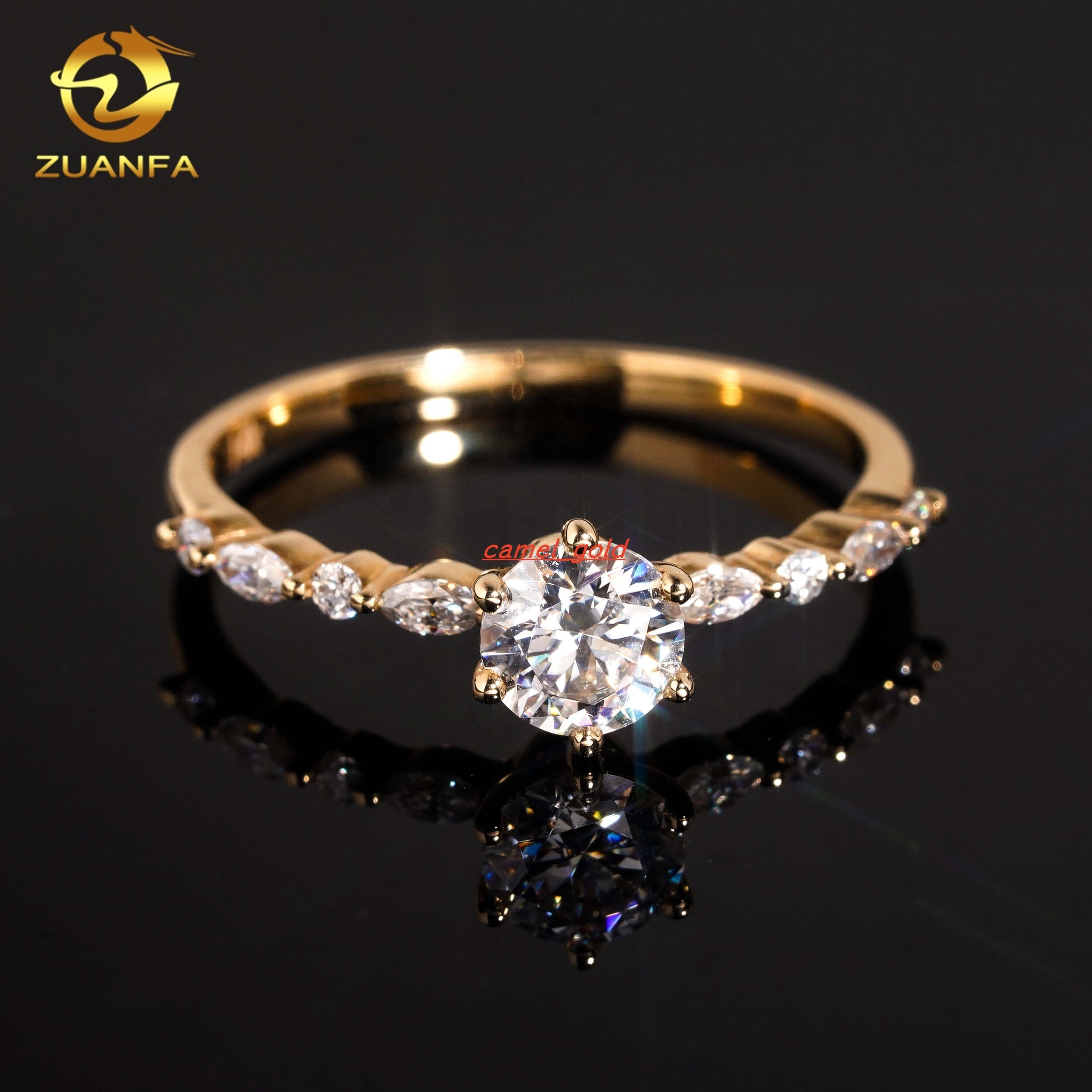 Fine Jewelry 0.54ct 14k Solid Gold Womens GRA Certified Engagement Moissanite Diamond Wedding Rings