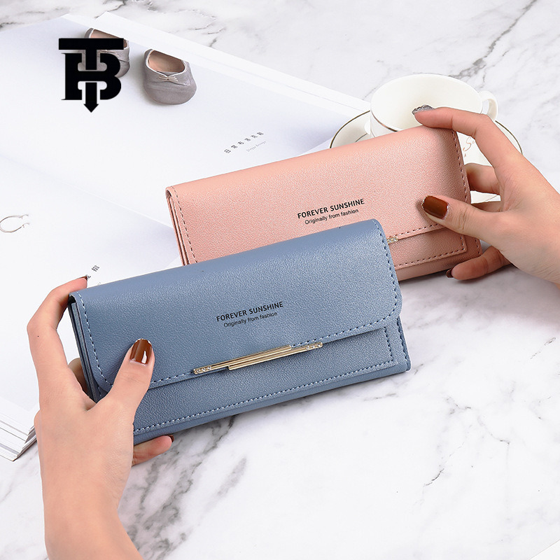 TB BHULAMTE Luxury Korean Women's Wallet New Long Style Solid Color Simple Letter Phone Bag Designer Multi Card Slot Card Bag Thin Zipper Coin