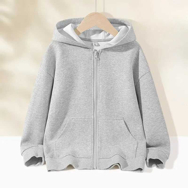314 Years Old Kids Hoodie Long Sleeve Hoodie Zipper Hoodie Solid Sweatshirt Boys Girls Jacket Z250826