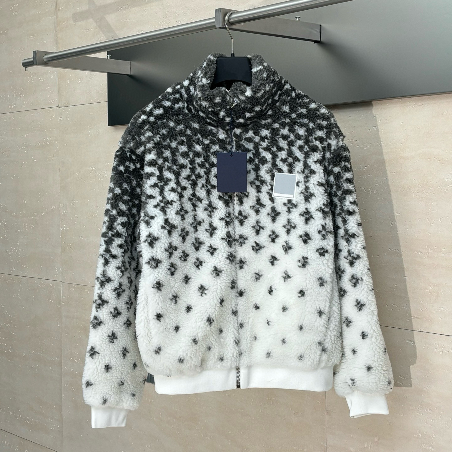 new Designer Men's Jackets zipper jacket Plush gradient pattern high-quality long sleeved jacket loose outdoor warm coat