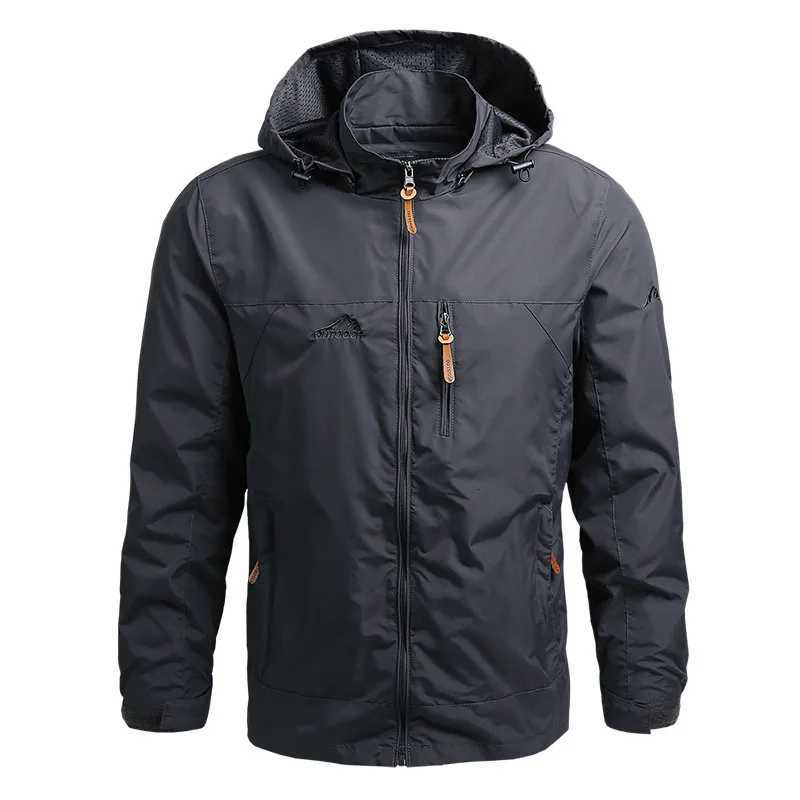 Mens Spring Autumn Jacket Trendy Mountaineering Windbreaker Outdoor Sports Coat Waterproof Breathable Casual Fashion HoodedXJ250826