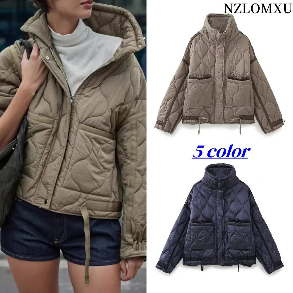 Womens Fashion Long Sleeve Coat with Drawstring High Street Versatile Outerwear Winter Jacket for Ladies 250826