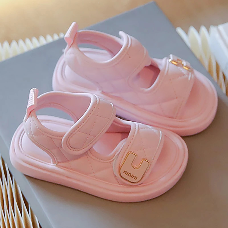 Summer Sandals For Girls PU Leather Waterproof Beach Sheos For Children Softsoled Antislippery Girls Sandals Summer Footwear250825