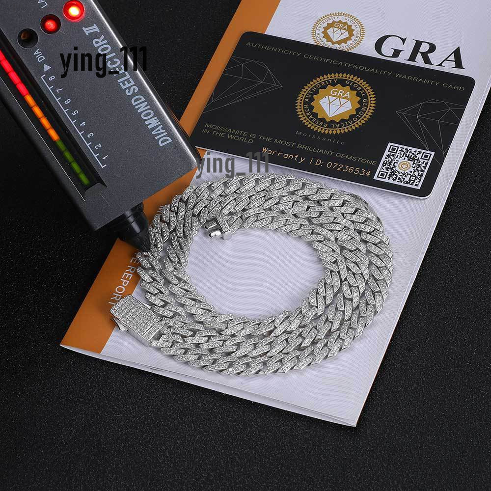 Pass Diamond Tester Vvs Diamond 8mm Iced Out Mens Hiphop 925 Sterling Silver Moissanite Cuban Link Chain Jewelry Necklace
