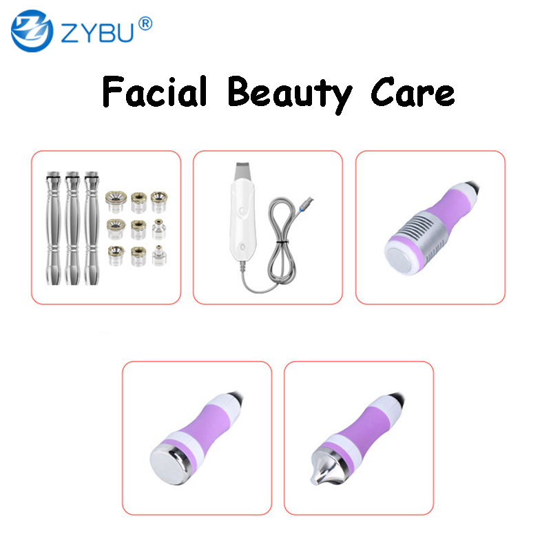 5 in 1 Portable Diamond Microdermabrasion Peeling Ultrasonic Skin Scrubber Wrinkle Remover Cold Hammer Facial Skin Care Anti Aging Dermabrasion Beau