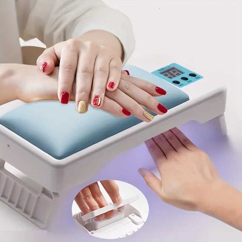 2-in-1 Nail Arm Rest with UV LED Nail Lamp Manicure Arm Rest Pillow Stand Professional Gel Nail Dryer for Fingernails and Toenails M250826