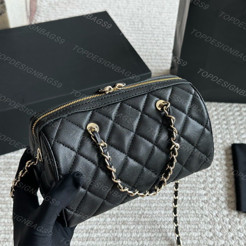 Womens Designer Mini Bowling Bags Fashion Chains Boston Shoulder Bags Real Leather Lady Classic Vintage Handbags top quality Pillow Bags