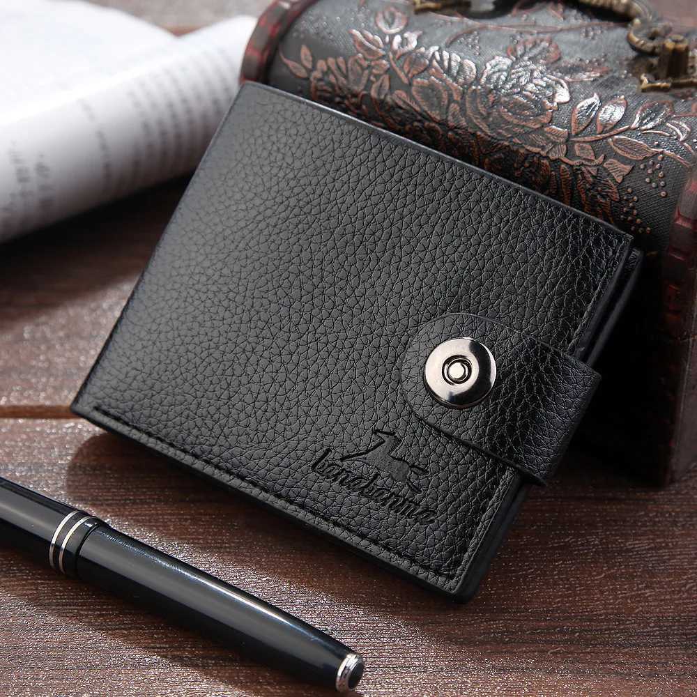 Mens Wallet Hasp Short Wallets for Men Made of Natural Leather PU Wallet Card Holder Perfect for You Magnetic Small Purses W250826