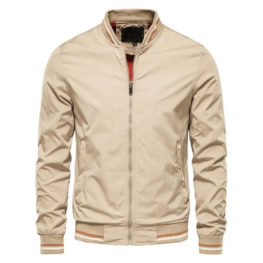 Men Jacket 2025 Spring Autumn New Solid Color Casual Loose Pocket Outdoor Travel Stand Collar Top Men Work Coat Collar JacketXJ250826