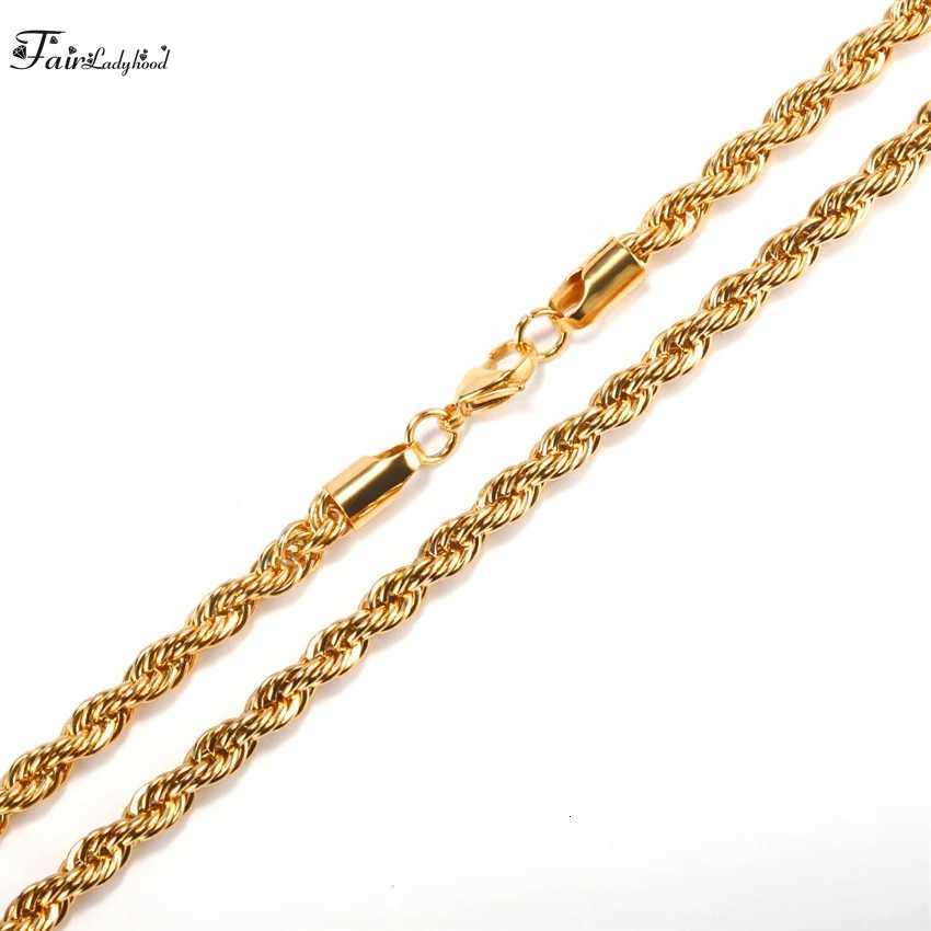 23456mm Rope Chain Necklace Stainless Steel Never Fade Waterproof Choker for Men and Women Jewelry Gold Color Plated Chains GiftXJ250826