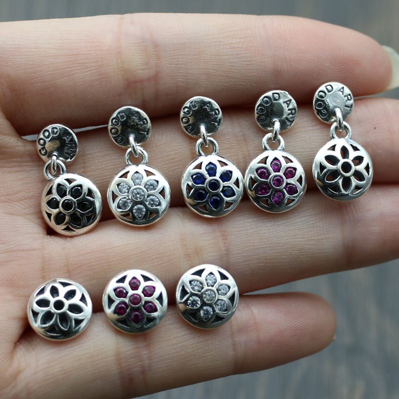 S925 sterling silver jewelry, fashionable cherry blossom earrings with diamonds, men's earrings, personalized women's hexagonal star earri
