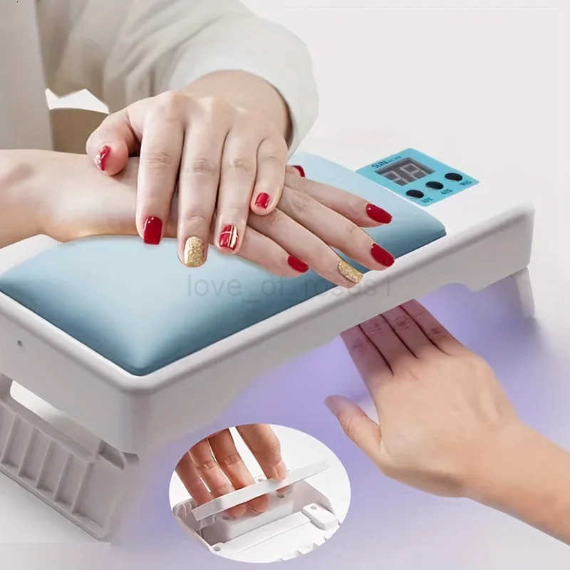 2-in-1 Nail Arm Rest with UV LED Nail Lamp Manicure Arm Rest Pillow Stand Professional Gel Nail Dryer for Fingernails and Toenails Z250826