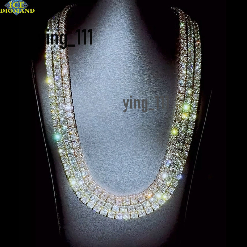 Factory Wholesale Price Tennis Chain Hip Hop 925 Pure Silver 2mm 3mm 4mm 5mm 6mm 6.5mm VVS Moissanite Diamond Tennis Chain