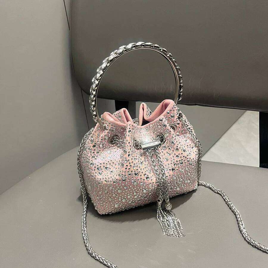 Designer Bags New Tassel Women's Shoulder Metal Ring Dia Bucket Bag Shiny Drawstring Handbag Tote Chain Crossbody Bags Evening Clutch Luxury Ba