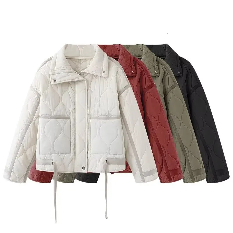 European and American style winter loose pocket zipper versatile cotton coat womens fashionable casual warm co 250826
