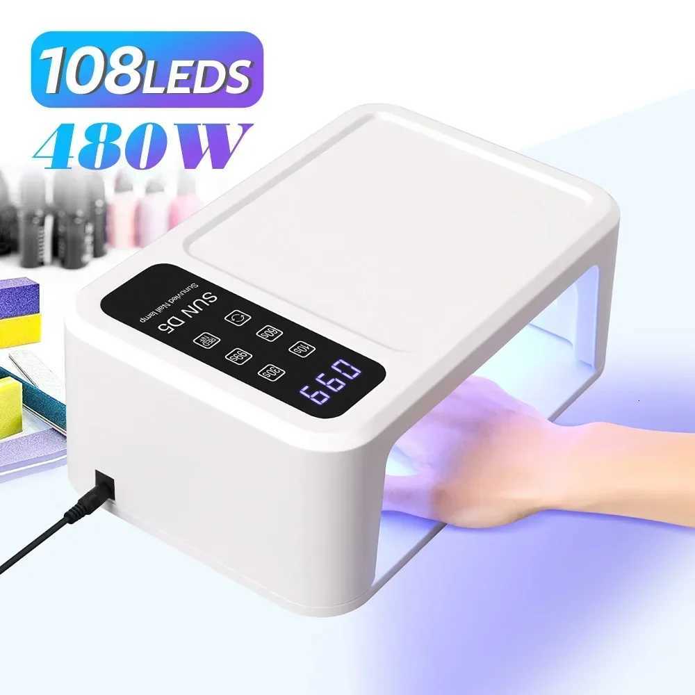480W UV LED Lamp for Nails 108 LEDs Nail Dryer with Red Light Whitening Mode Large Space Manicure Lamp 4 Timer Settings M250826