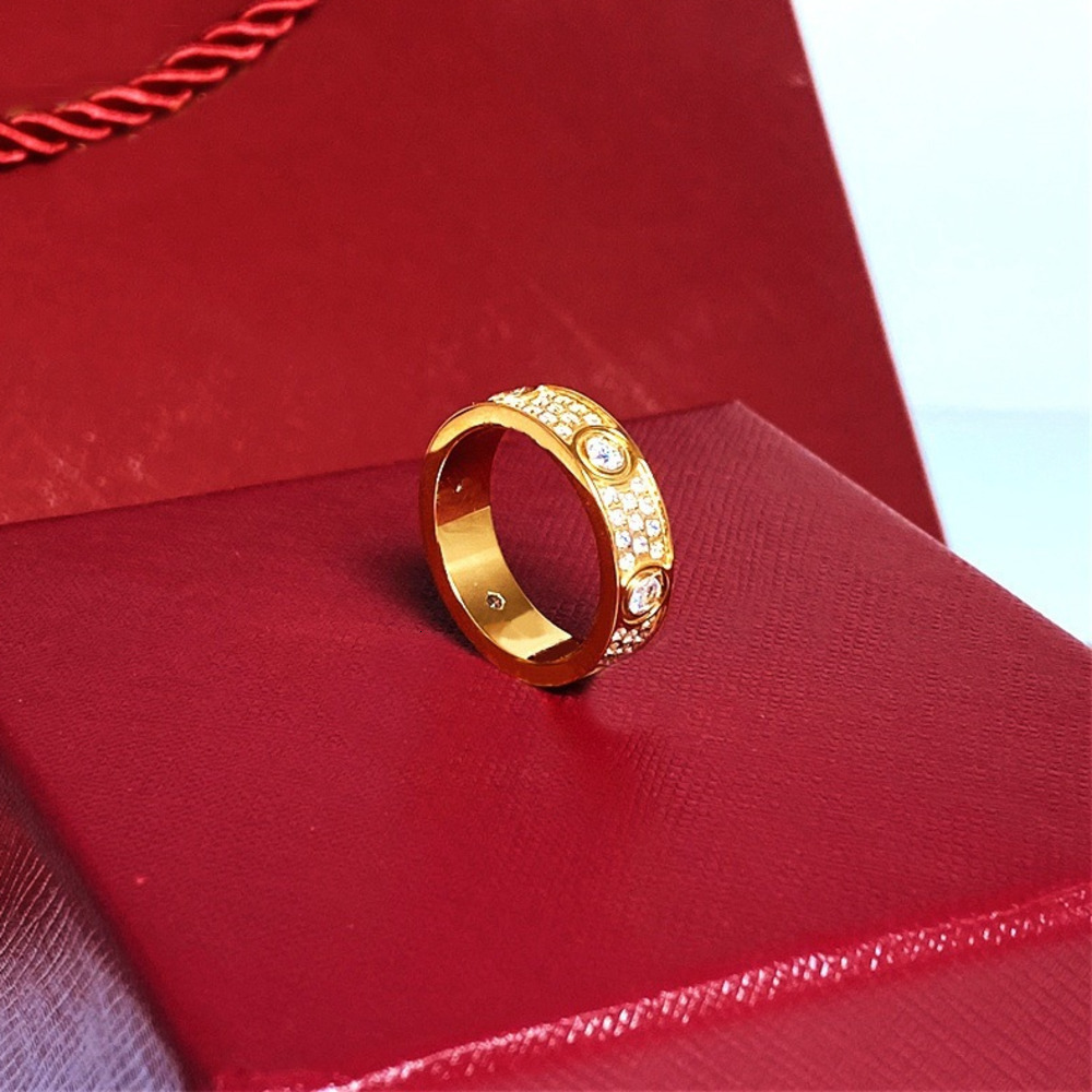 Band Rings Wedding Rings 3mm 4mm 5mm 6mm titanium steel silver love ring men and women rose gold jewelry for lovers couple rings gift With drill wit