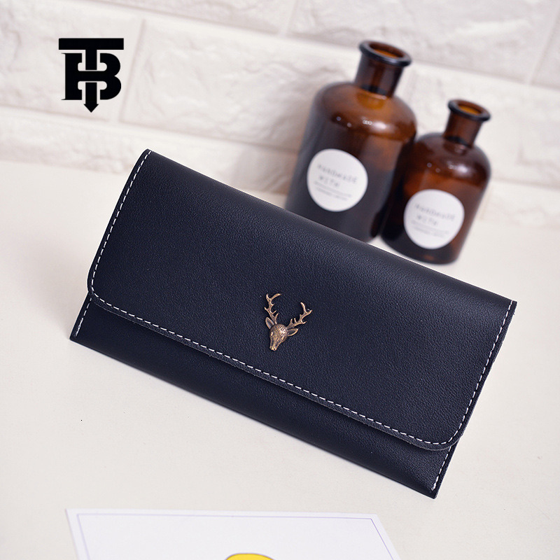 TB BHULAMTE Luxury New Long Women's Wallet With Bright Line Edge Deer Head Handbag Multi Card Slot Lychee Pattern Coin Bag Designer Handbag Fre