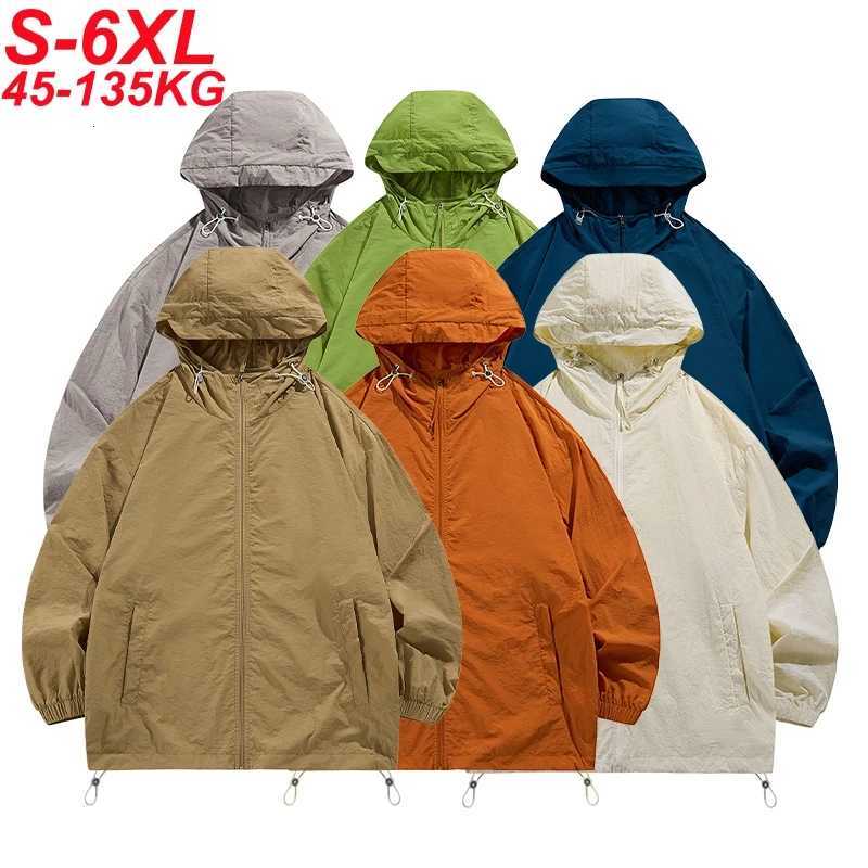 UPF50 UV Protection Skin Coats MenWomen Unisex Summer Windbreaker Lightweight Windshield UV Hood Jacket Plus Size 5XL 6XLXJ250826