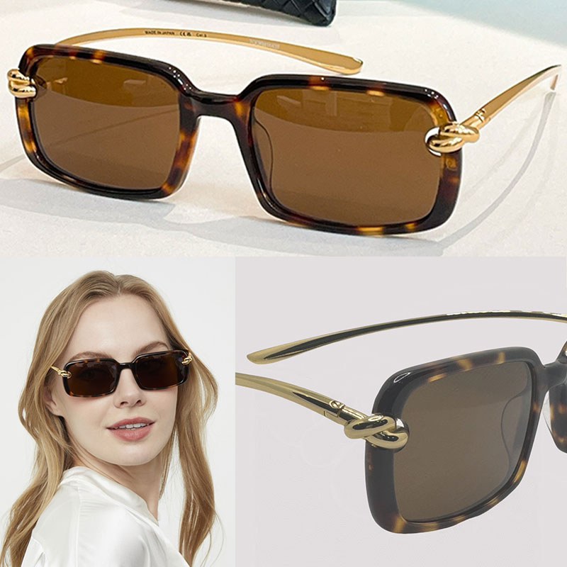 luxury brand Small Rectangular Sunglasses for womans designer Knot temple sunglasses 1419 acetate tortoiseshell protection UV400 with Brown lenses t