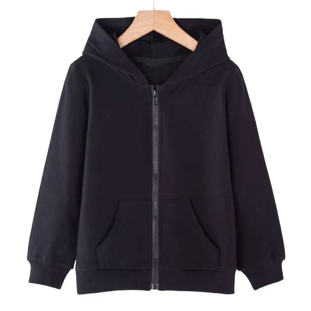 Children Tops Zipper Sle Hoodies Coat Boy Black Girls Pink Age 312 Kids Sweatshirt Festival Gifts Solid Color Z250826