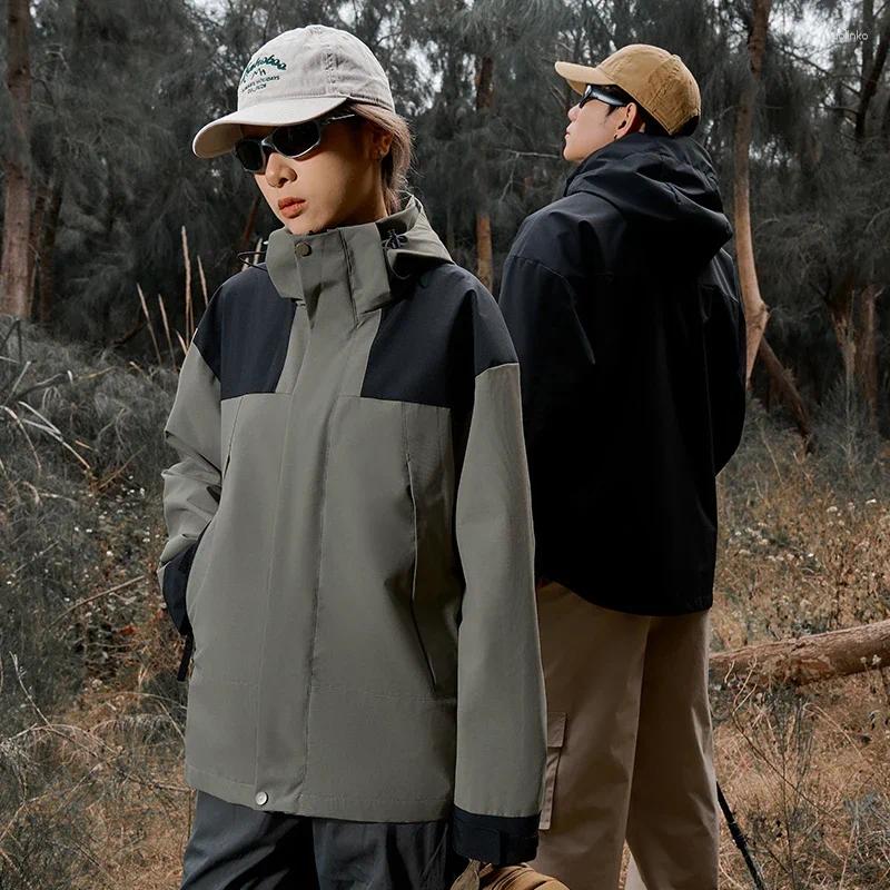 Men's Jackets Patchwork Windbreaker Overcoat Men Women Cargo Jacket Outdoor Mountaineering Sport Coat Windproof Waterproof Hooded Hiking