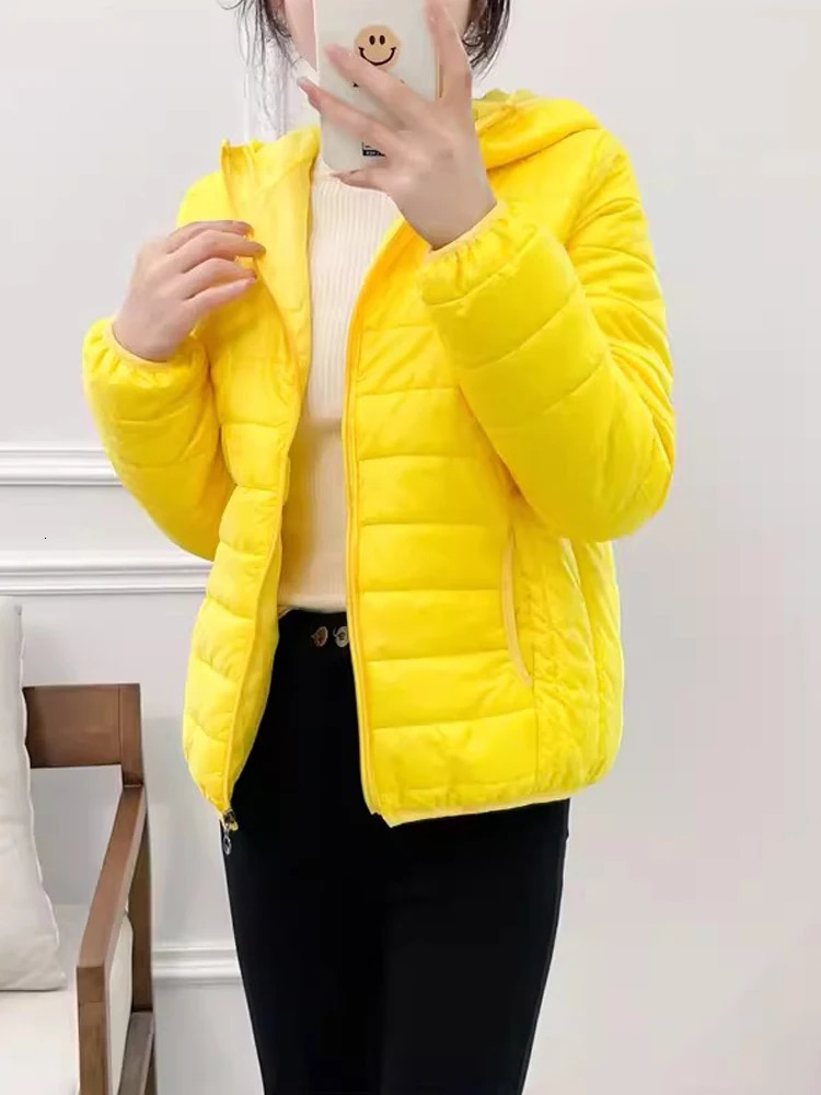 Minimalist Light Weight Women Down Cotton Jackets 2024 Winter Korean Style Hooded Quilted Parkas Female Windbreaker Outwear250825