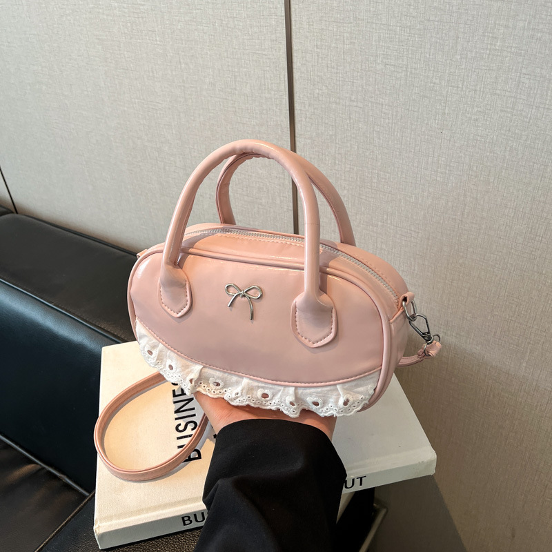 Korean Version Simple Summer New Large Capacity Solid Color Stylish Single Shoulder Crossbody Handbag Bowling Bag for Women