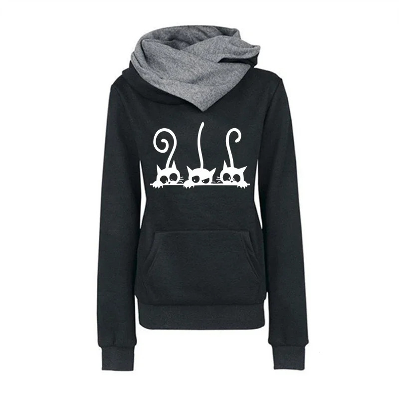 Arrival Womens Cute Cat Hoodies Autumn Winter Warm Sweatshirt High Quality Ladies Daily Casual Sports Jogging Top Clothes250825