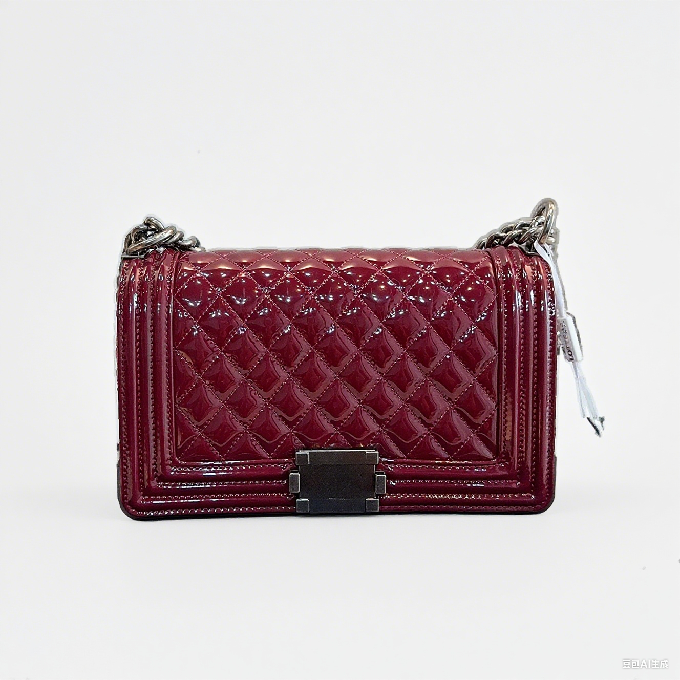 Leather Diamond Patterned Cowhide Evening Bag Silver Hardware Thick Chain Crossbody Bag Gold Square Button Shoulder Bag Classic Le Boy High Quality