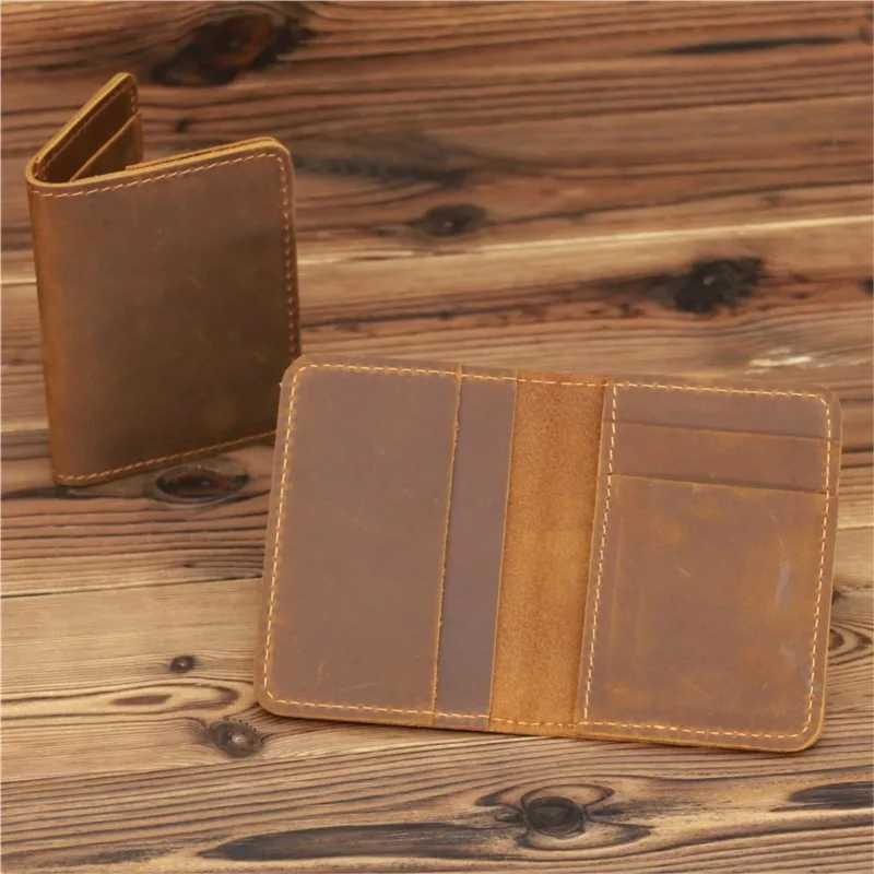 New Arrival Vintage Mens Genuine Leather Credit Card Holder Small Wallet Money Bag ID Card Case Mini Purse For Men W250826