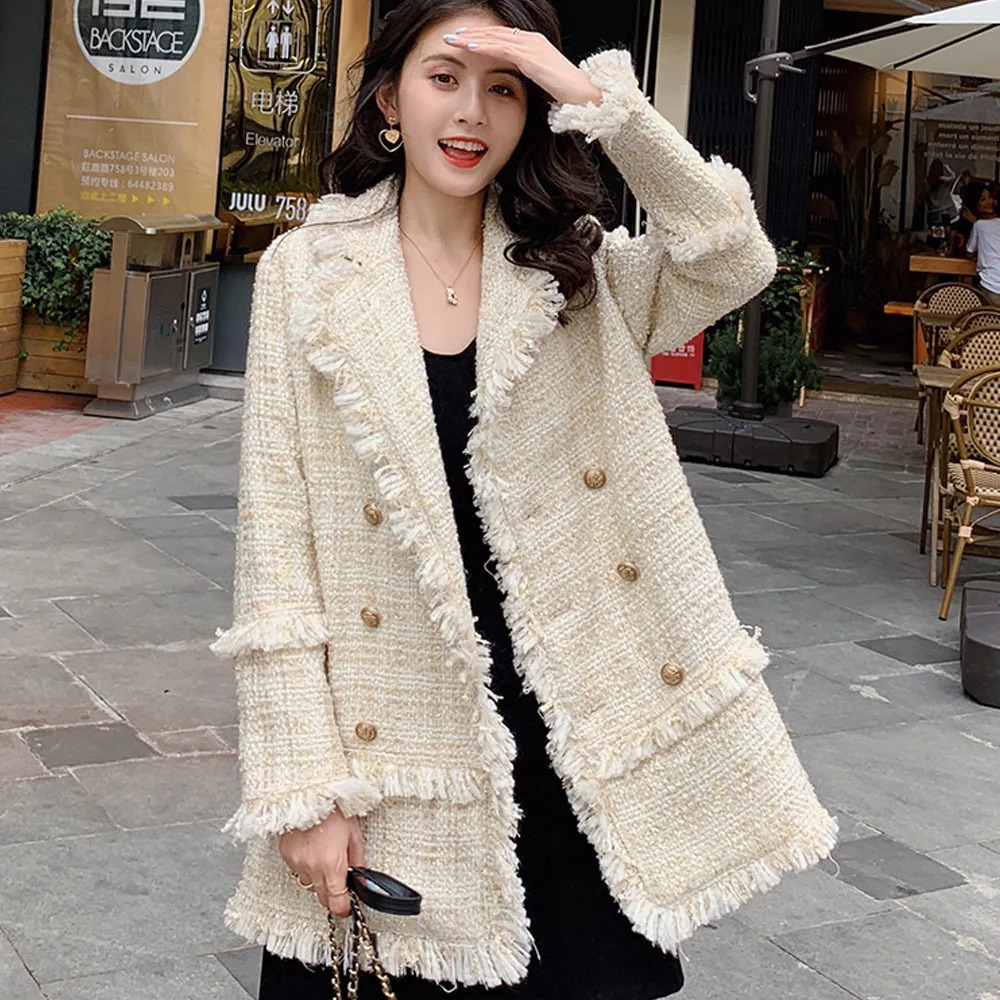 Autumn Korean Style Loose Small Suit Female Elegant Tweed Fragrance Wind n Sense Niche Temperament Jacket 250826