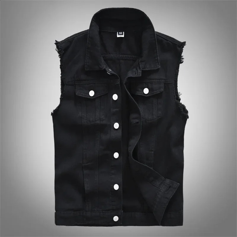 Men Denim Jacket Coats Vests Sleeveless Turn Down Collar Casual Regular Coat Button Pocket Slim Fit Jackets Simple Vest 2025 250823